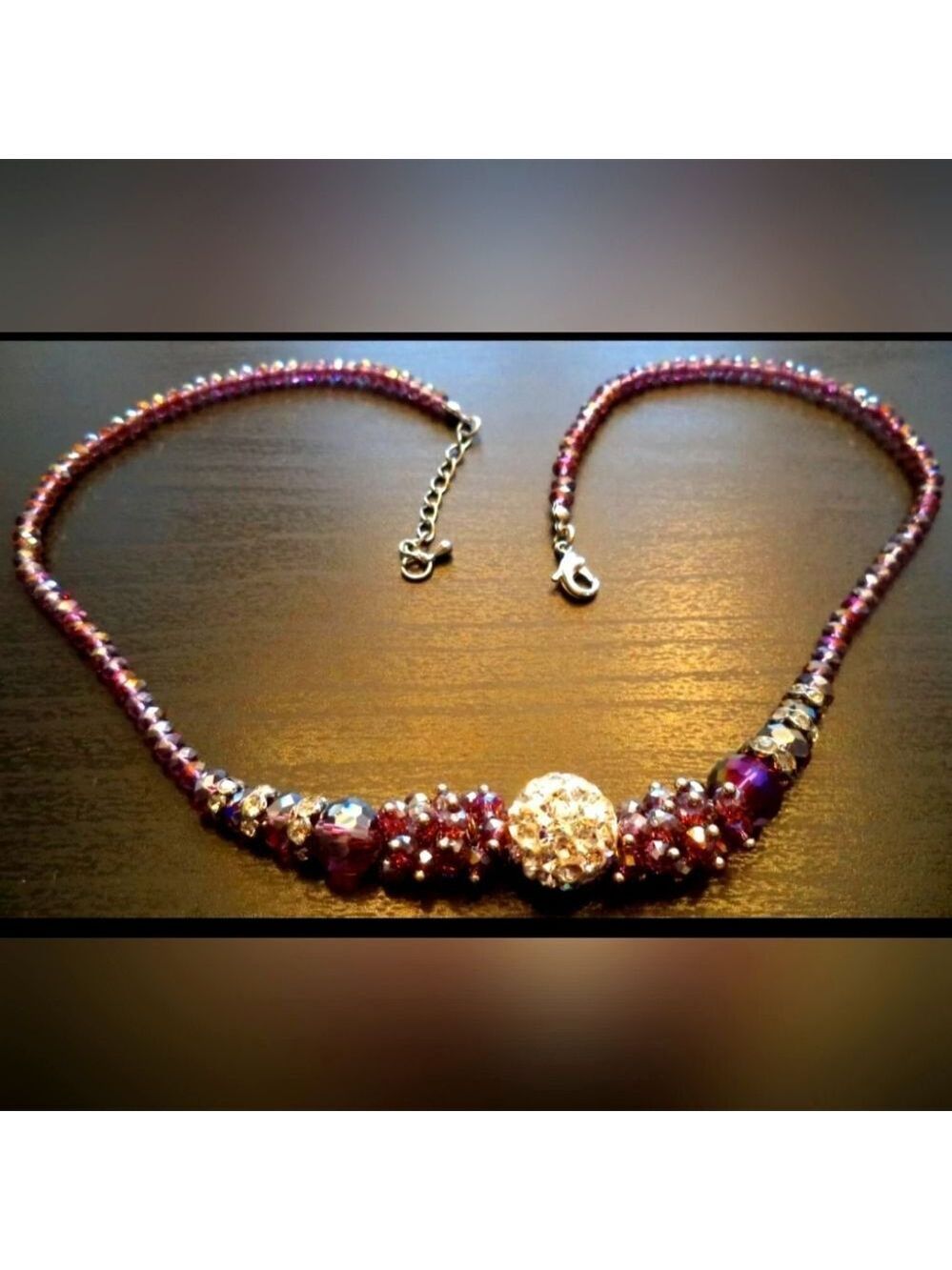 STUNNING VINTAGE RHINESTONE GLASS BEADED 20 1/2" NECKLACE